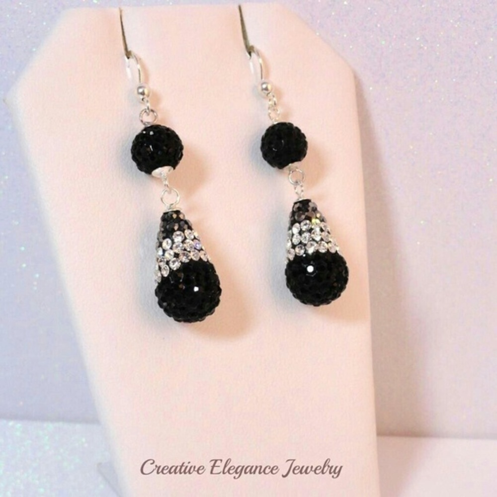 Sterling Silver Crystal Raindrop Dangle Earrings